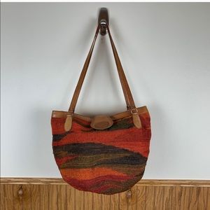 Leather & Woven Fiber Bag